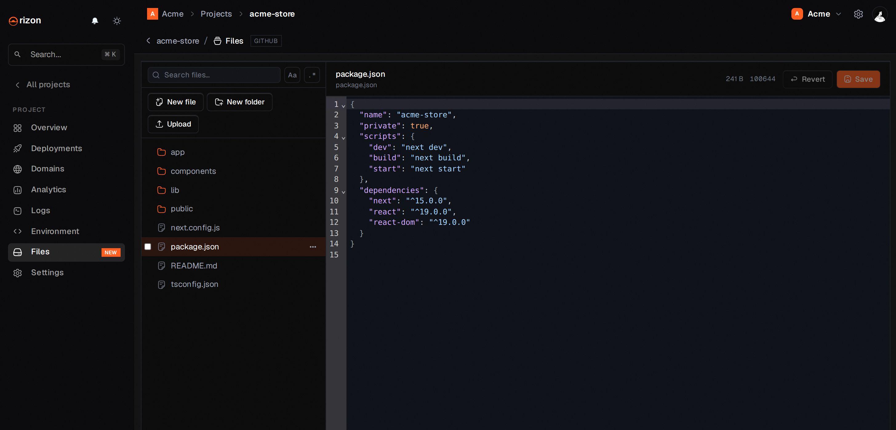 Orizon dashboard — Your files, right there